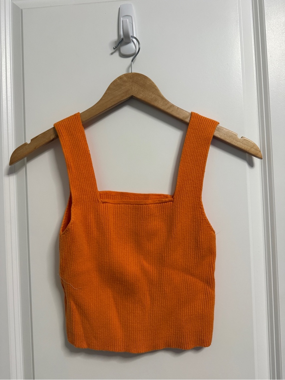 Square Neck Ribbed Tank Top - Orange